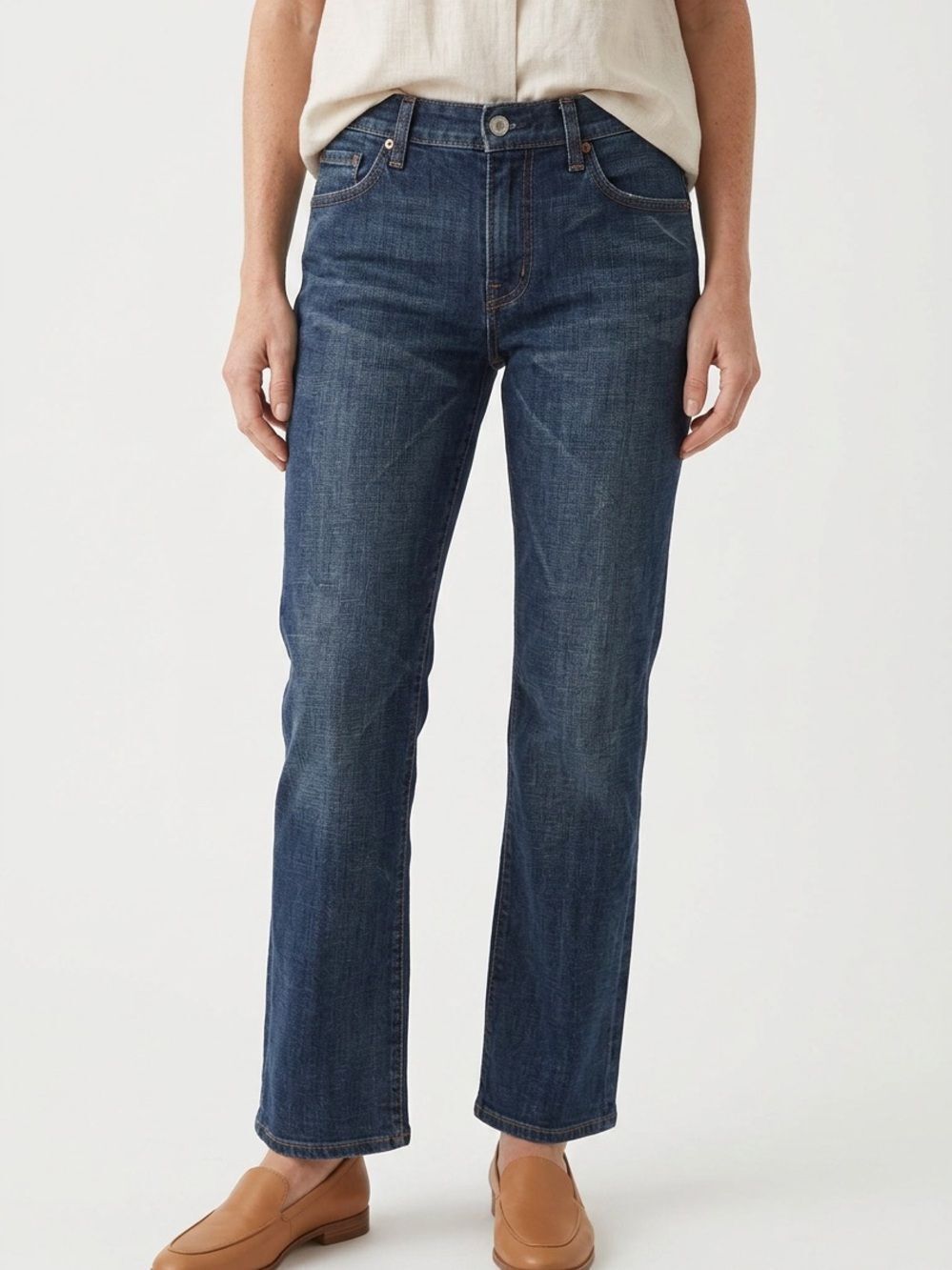 7 FOR ALL MANKIND | Dark Blue Wash Ankle Cropped Denim Jeans Women’s Size 28 (6)